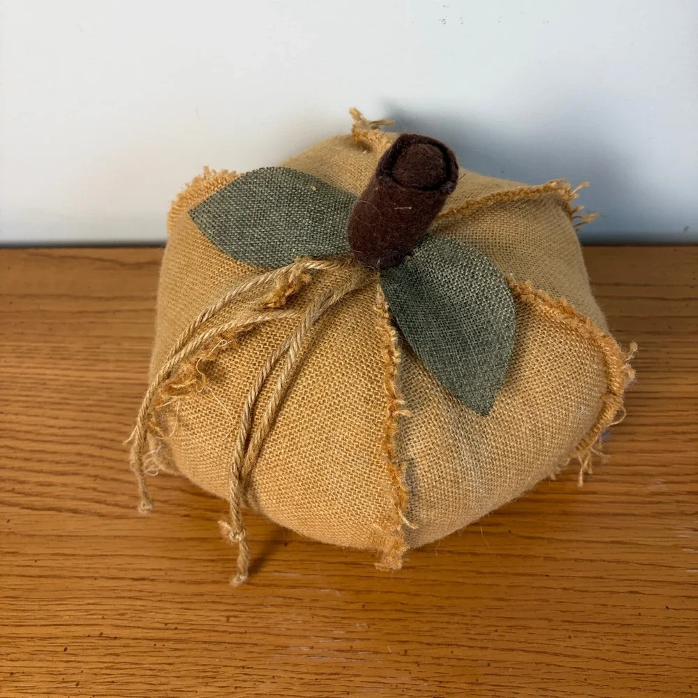 Rustic Burlap Pumpkin Autumn Harvest Tabletop Decor Tan Brown